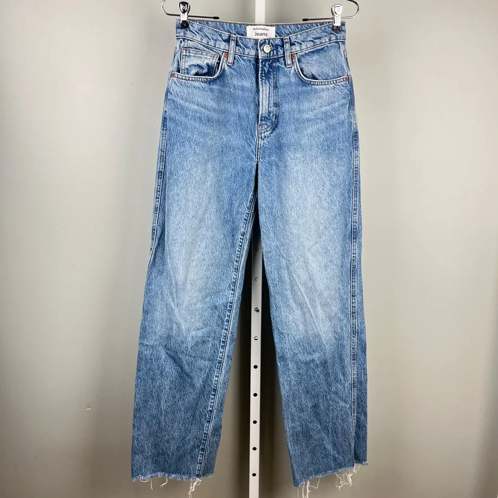 Reformation Jeans Womens 26 Val 90's Mid Rise Straight Leg Denim Colorado Wash - Picture 2 of 8